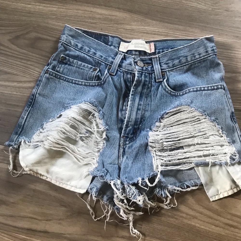 Levi denim distressed shorts
